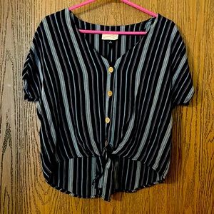 Blue and gray tie crop top from Universal Thread.